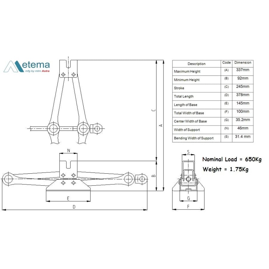 Dongkrak Gunting /Dongkrak Jembatan 650kg, Metema Original