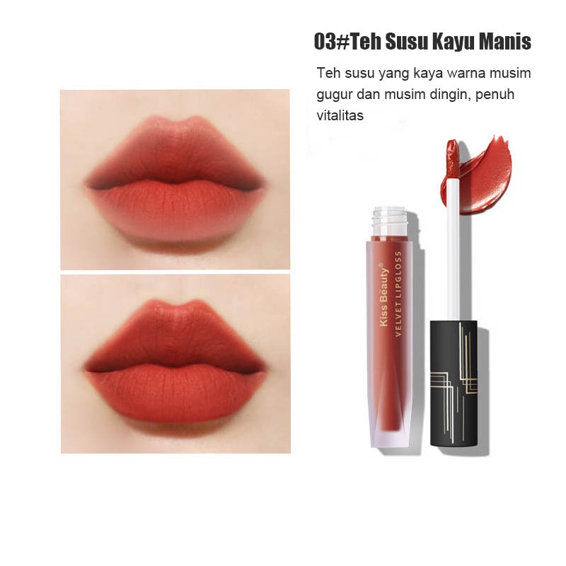 Kiss Beauty Velvet Matte Lipstik Hydrating Moisturizing Waterproof Liptint Long Lasting Lip Glaze