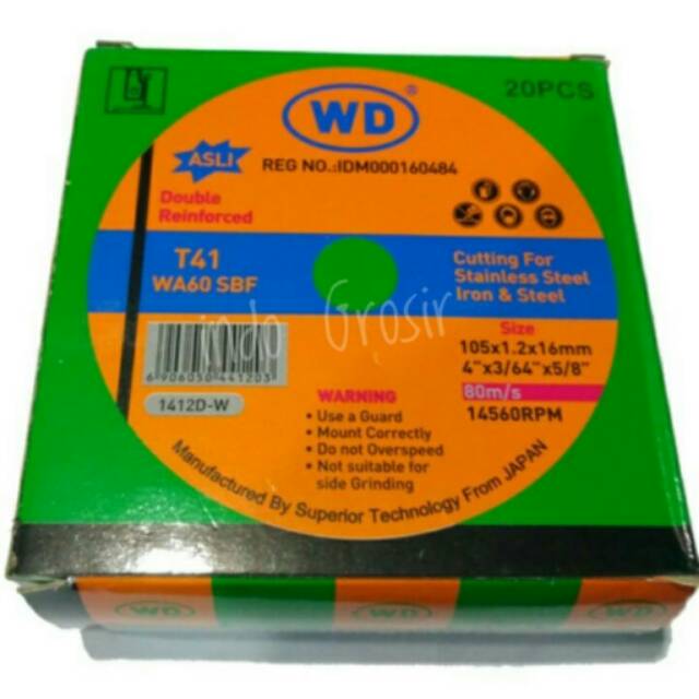 [1 Pak 20 Pcs ] WD Batu Potong 4 inch Cutting Wheel Batu Gerinda Potong Besi 4&quot; Gurinda Besi