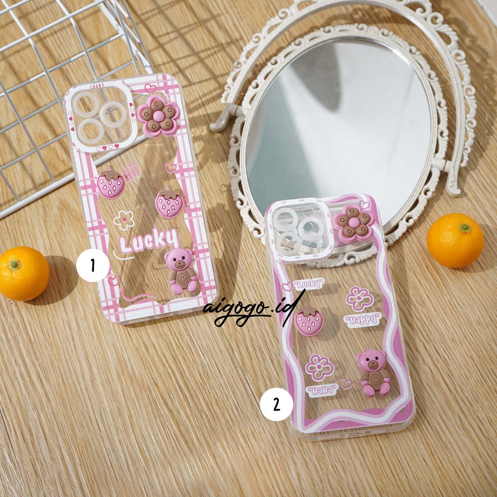 [3D5] - Softcase Transparant Motif Timbul VIVO Y12 Y15 Y17 Y12i - Softcase Bening Motif VIVO Y12i Y1