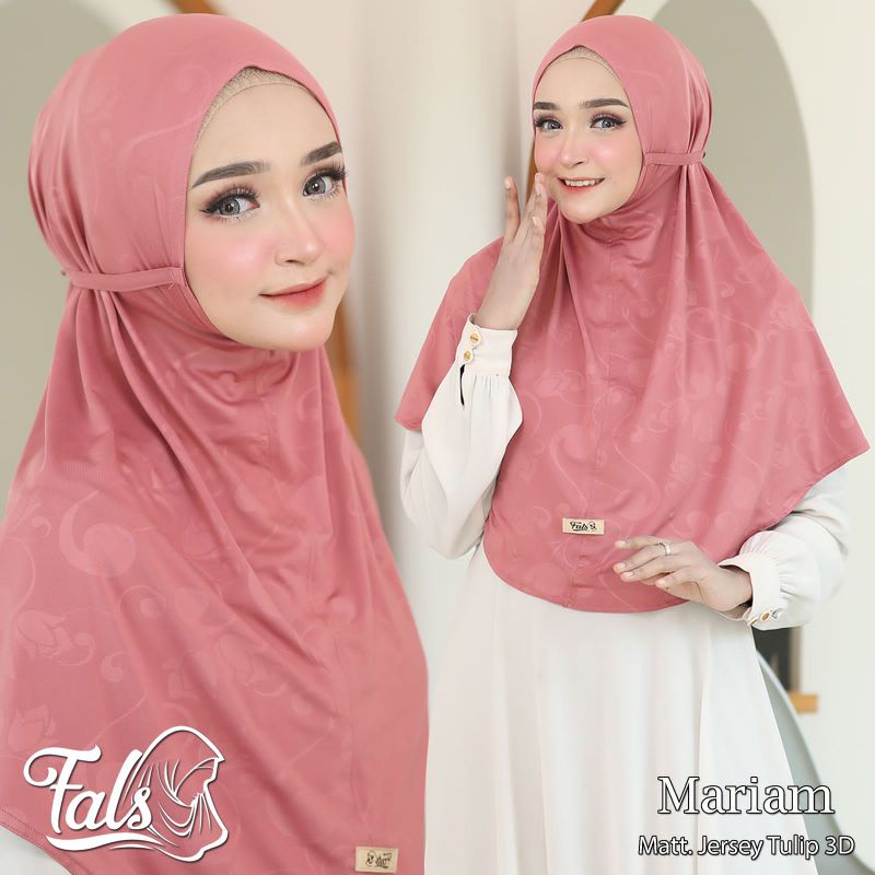 [Ori Fals] MARIAM••hijab bergo tali••hijab Jersey instan tulip 3d