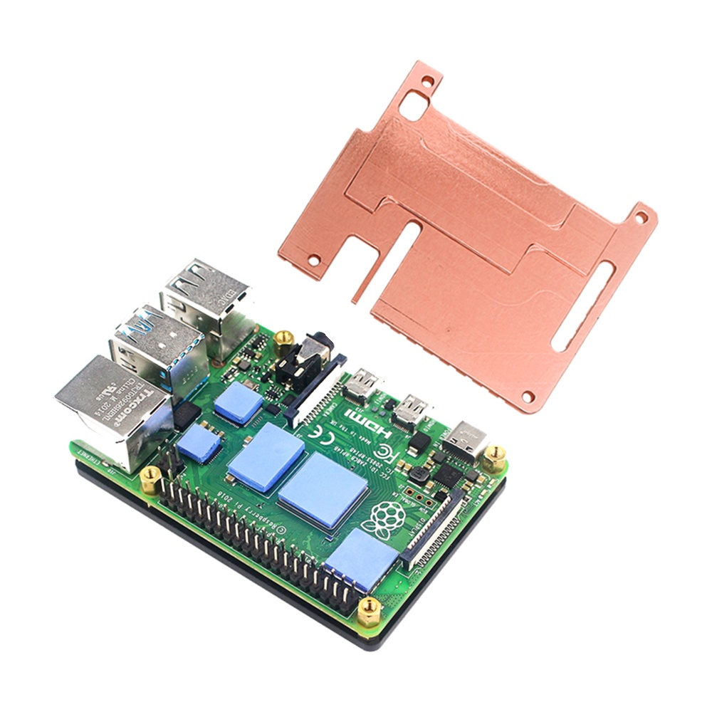 Casing Radiator Heat Sink Raspberry Pi 4b Bahan Tembaga Murni Dengan Alat Instalasi