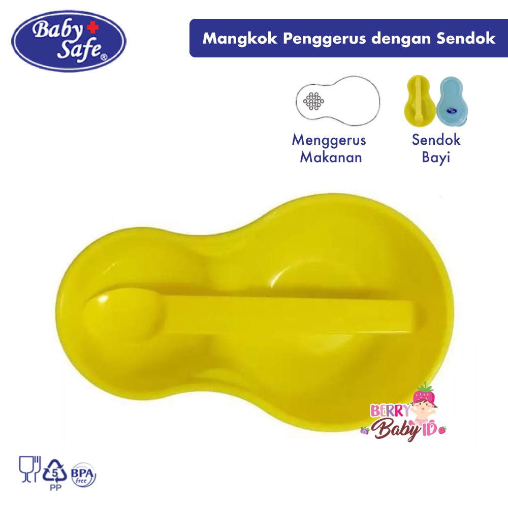 Baby Safe All In 1 Set Mangkok Grinder dan Sendok Grinder Bowl Spoon BBS039 Berry Mart