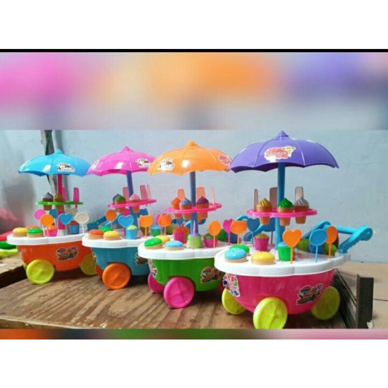MAINAN ANAK ES KRIM GEROBAK DORONG JUMBO