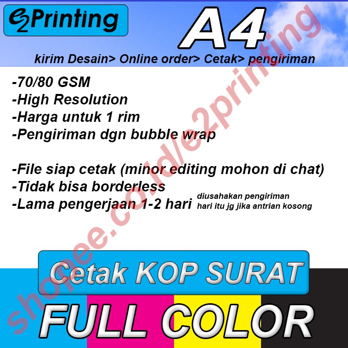 

Print / Cetak Kop Surat Berwarna HVS 70/ 80gr A4