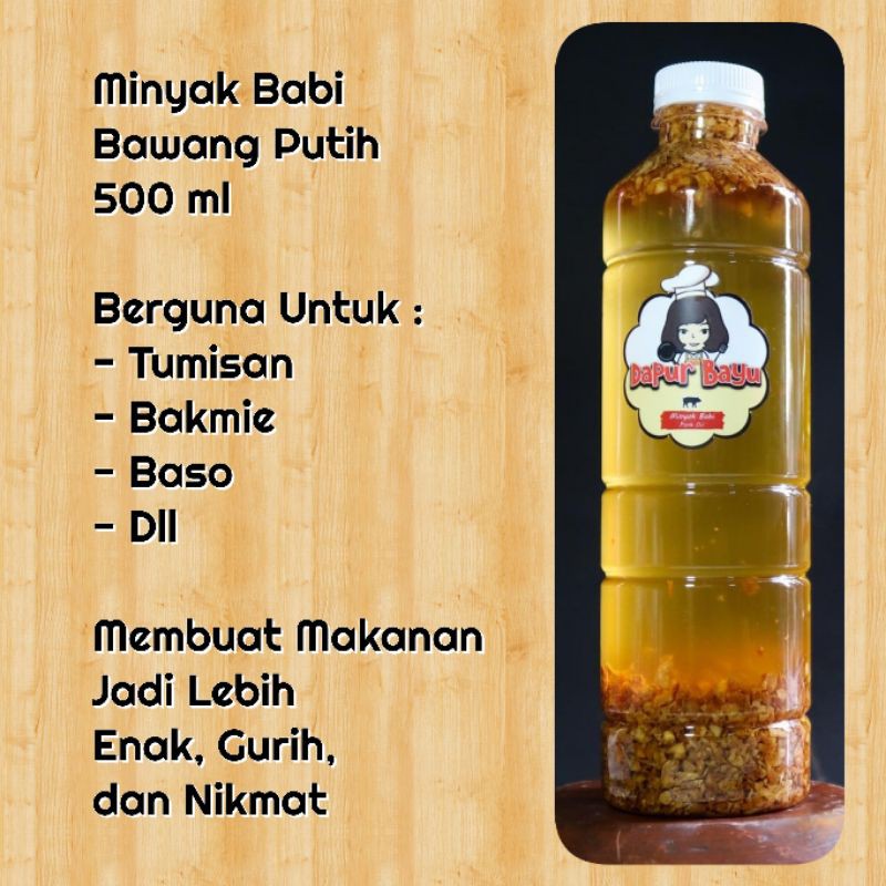 

Minyak Babi Bawang Putih Untuk Memasak/ Minyak Babi Bawang Putih 500ml / Minyak Babi Dapur Bayu