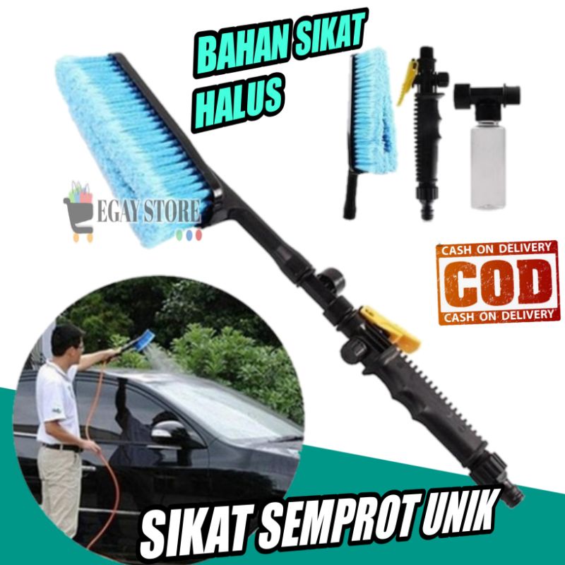 Sikat Cuci Mobil Set Semprot Otomatis Alat Cuci Steam Portable Car Wash Brush 3 in 1