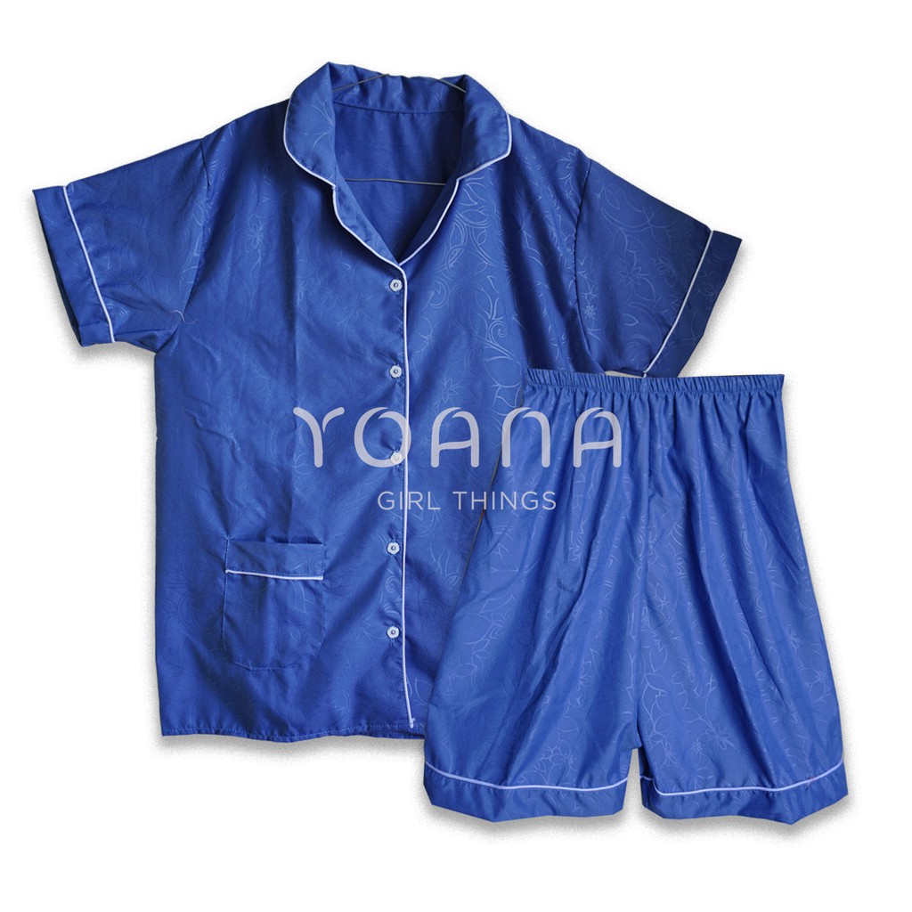 Yoana| Set Baju Tidur Piyama Wanita- Embos HP Navy