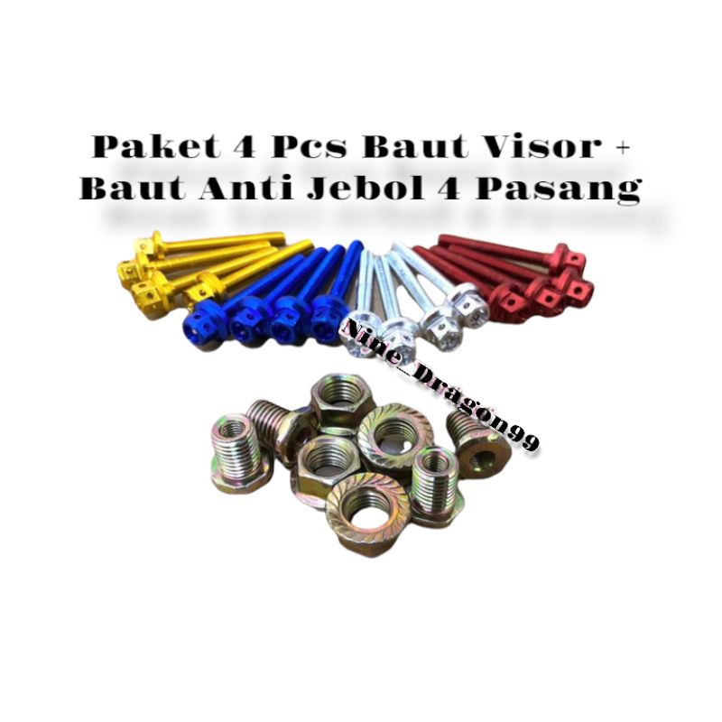 Paket Murah Hemat Baut Visor 4 Pcs + Baut Mur Anti Jebol 4 Pasang Nmax Lexi PCX ADV