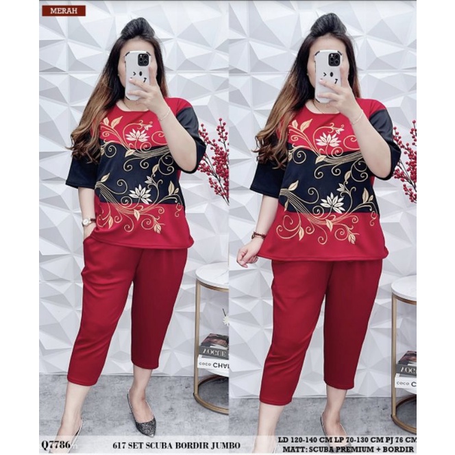 617 SETELAN WANITA SCUBA PREMIUM BKK JUMBO