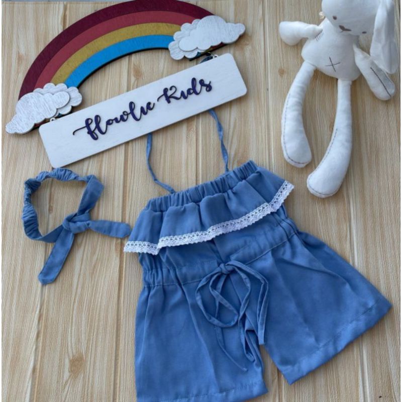 Kaureen Set Overall Bayi soft jeans 0-12bulan