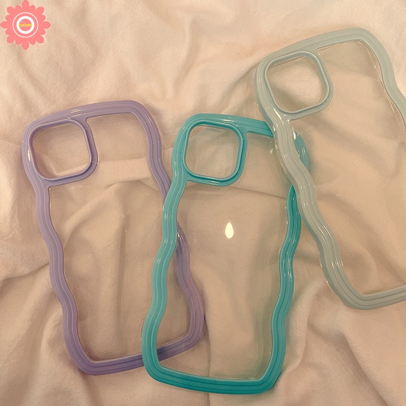 Soft Case TPU Transparan 2 In 1 Frame Gelombang Untuk IPhone 11 12 13 Pro Max 7 8 7Plus 8Plus XR X XS Max SE 2020