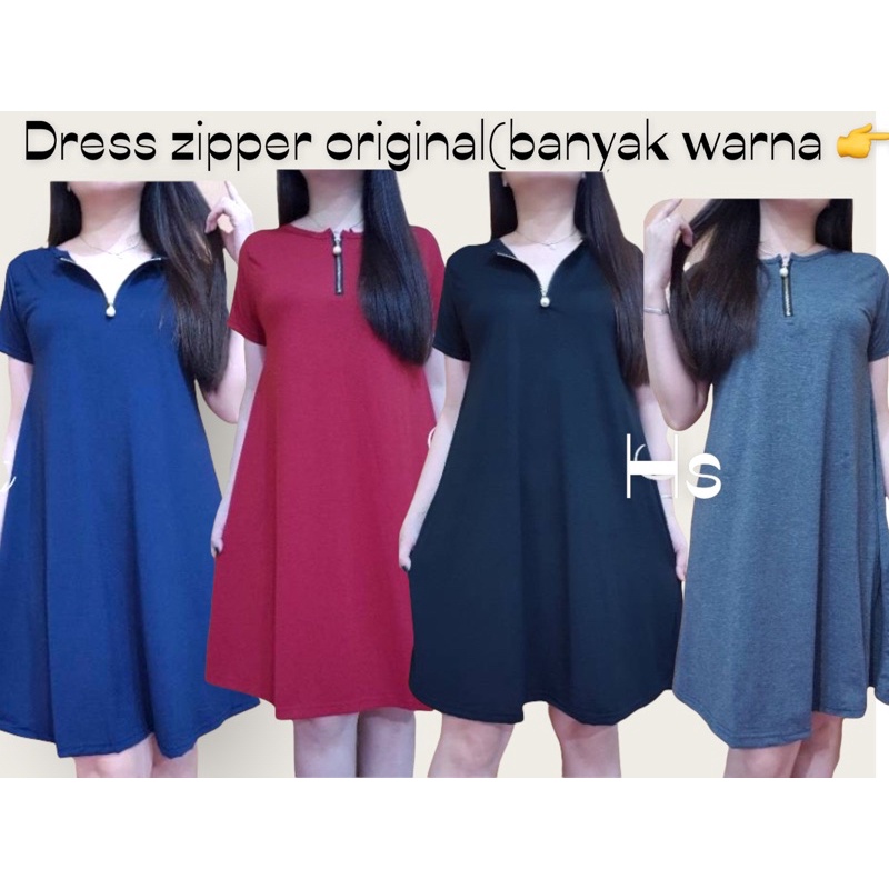 DRESS ZIPPER POLOS /BAHAN SPANDEK SOFT/DRESS OVERSIZE/DRESS BUSUI/BUMIL