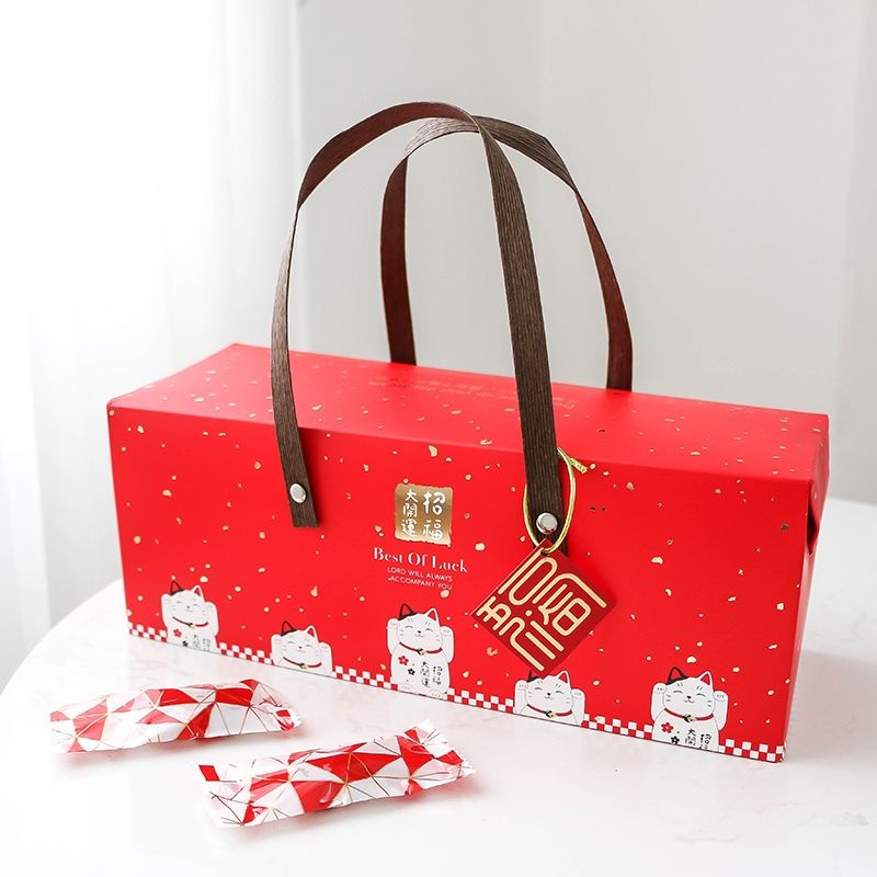 

Kotak packing kue imlek merah box roll cake bolu gulung box imlek