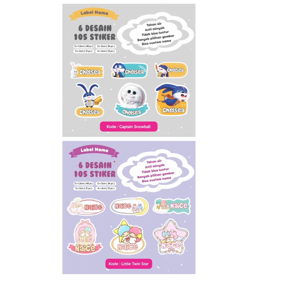 

Sticker nama waterproof