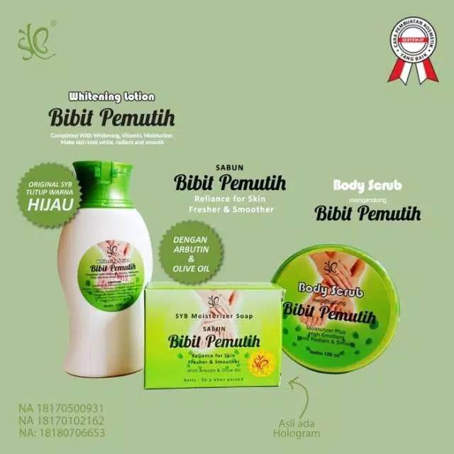 PAKET PEMUTIH BADAN SYB BPOM 3in1 (Lotion,bodyscrub &amp; sabun)