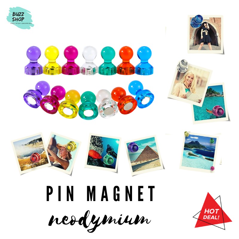 PIN MAGNET Magnetic Neodynium Pin Memo Kulkas Whiteboard Papan Tulis Kantor Pin Note