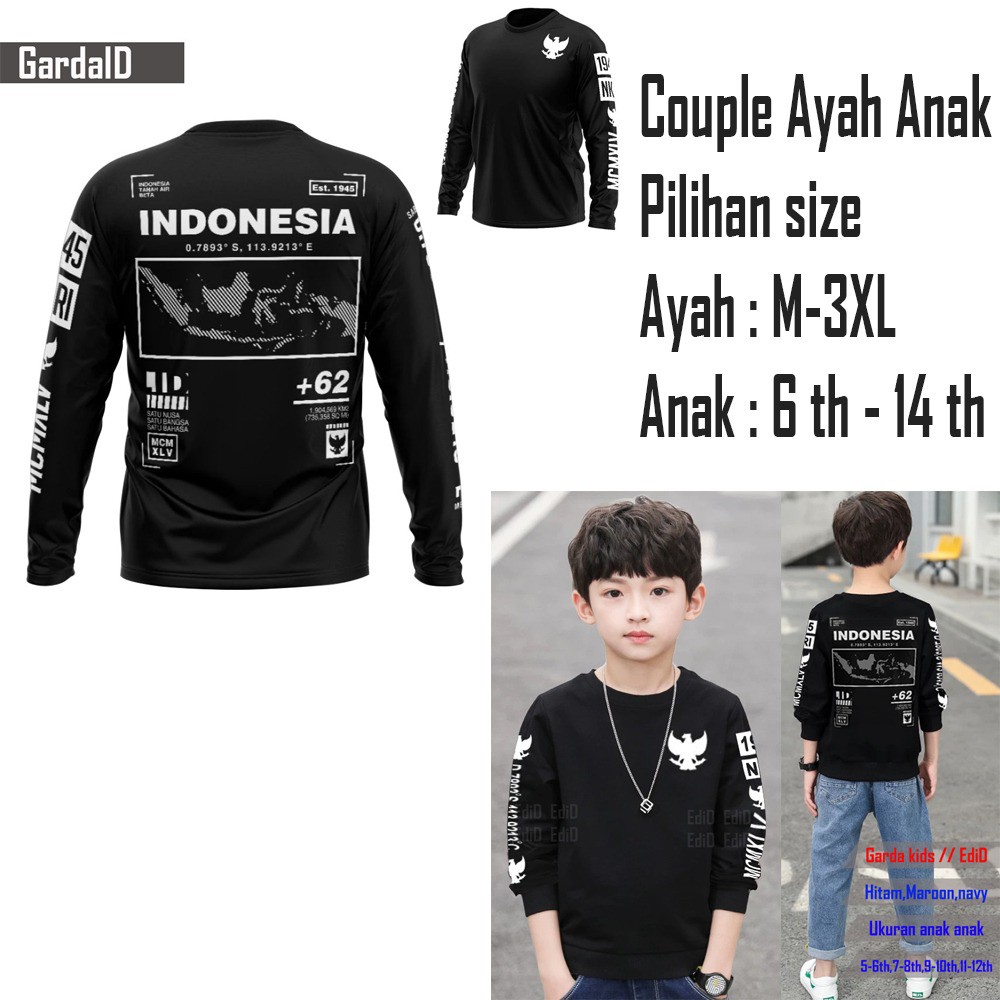 MOKOKOMO  Couple Baju Ayah Anak Couple Keluarga Couple Ayah Anak Laki-Laki GARDAID Hitam