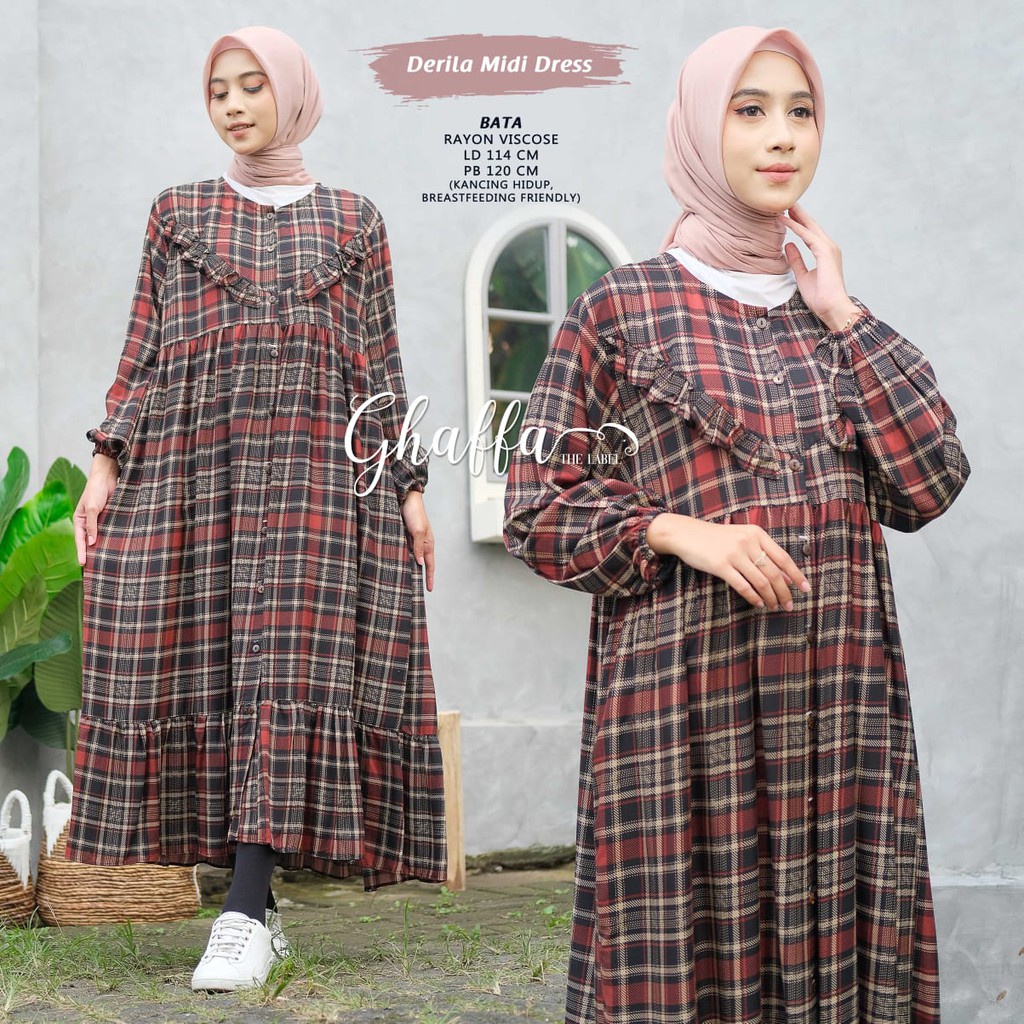 Derila Long Tunik / Midi Dress Katun Rayon Viscose