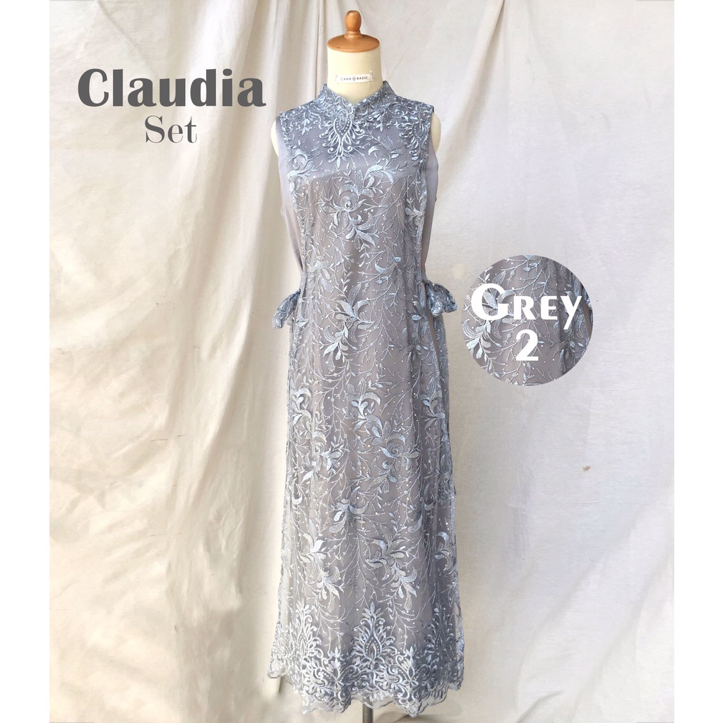 Claudia Set Baju Pesta Dress Brukat