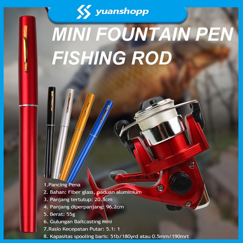 Set Pancingan Pulpen Mini Fishing Rod Pen Joran Pancing Pulpen Pancingan Portable Alat Pancing Paket pancingan set lengkap reel pancing