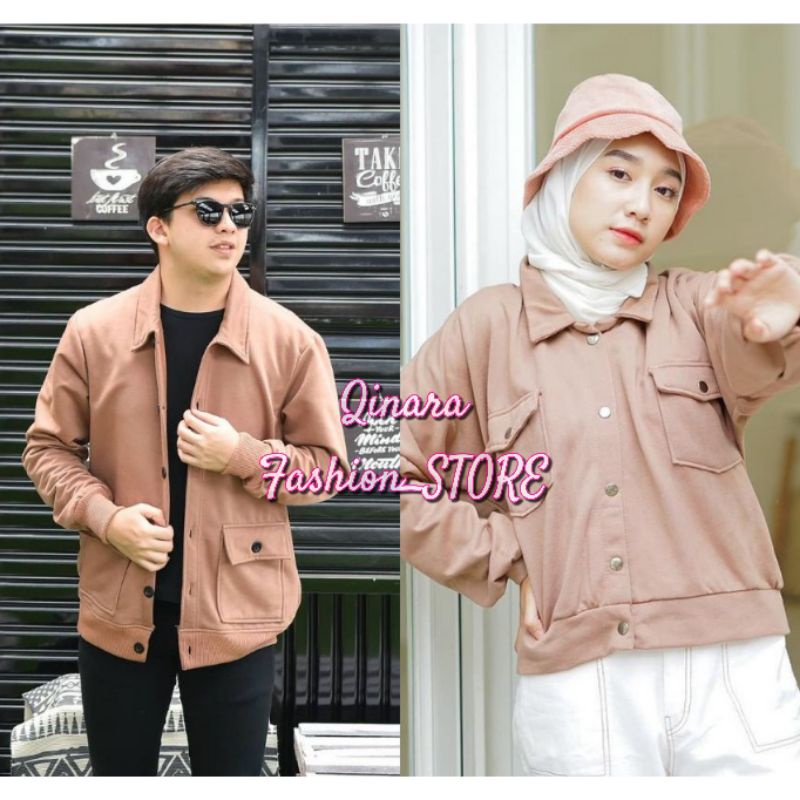 Jaket Sweater Couple Pakaian Pria Wanita Korean style Kekinian RAIHAN &amp; OLIN Terbaru Bahan Fleece Tebal