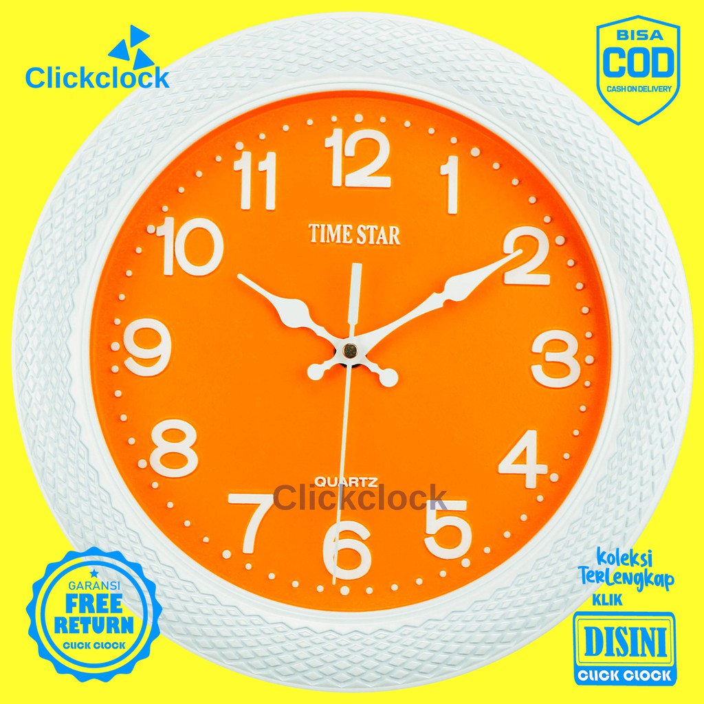 Jam Dinding Quartz Minimalis Biru TimeStar PT 2130D Kecil Dekorasi Dinding Murah