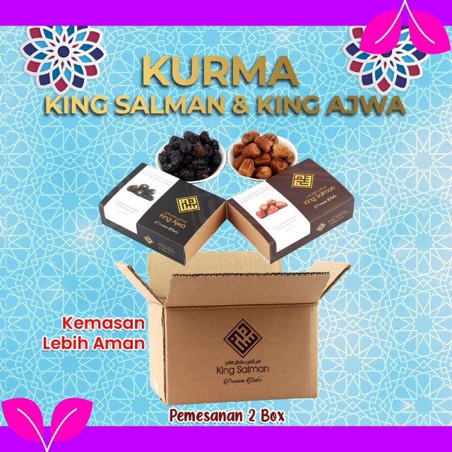 

1 BOX KURMA KING SALMAN & 1 BOX KING AJWA ORIGINAL / Kurma PREMIUM/ VIP /Netto 415 Gram / BOX ) GARANSI 100% PACKING LEBIH AMAN