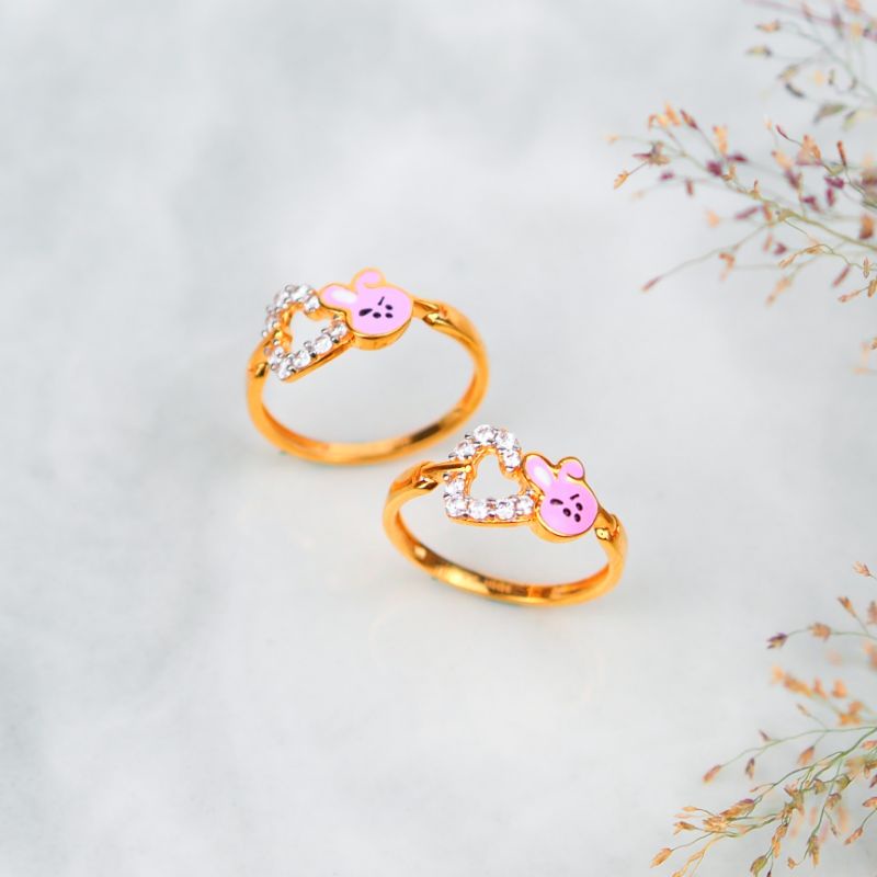 Cincin Emas Ring Bts Army Cat Variasi Mata Putih - Toko Emas Gadjah