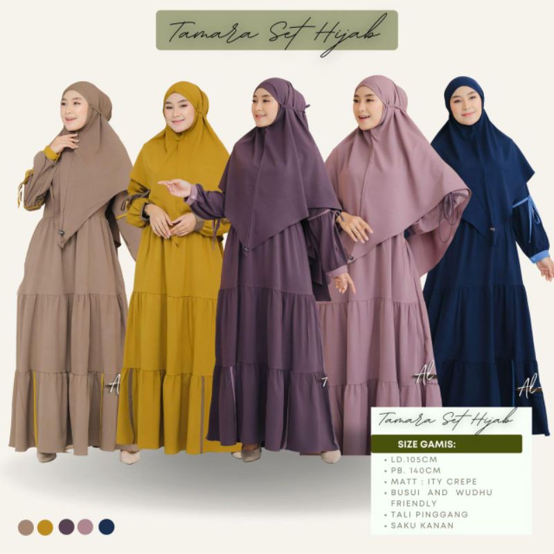 GAMIS TAMARA SET HIJAB SYARII/DRESS PLUS HIJAB BY ALFARO COLLECTION