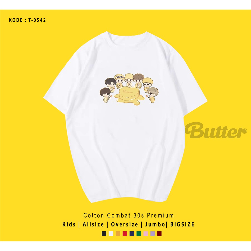 T0542  T-SHIRT / KAOS UNISEX / TUMBLR TEE / REAL PICTURE KPOP BTS BUTTER IN MIDDLE / IMPORT / ARMY