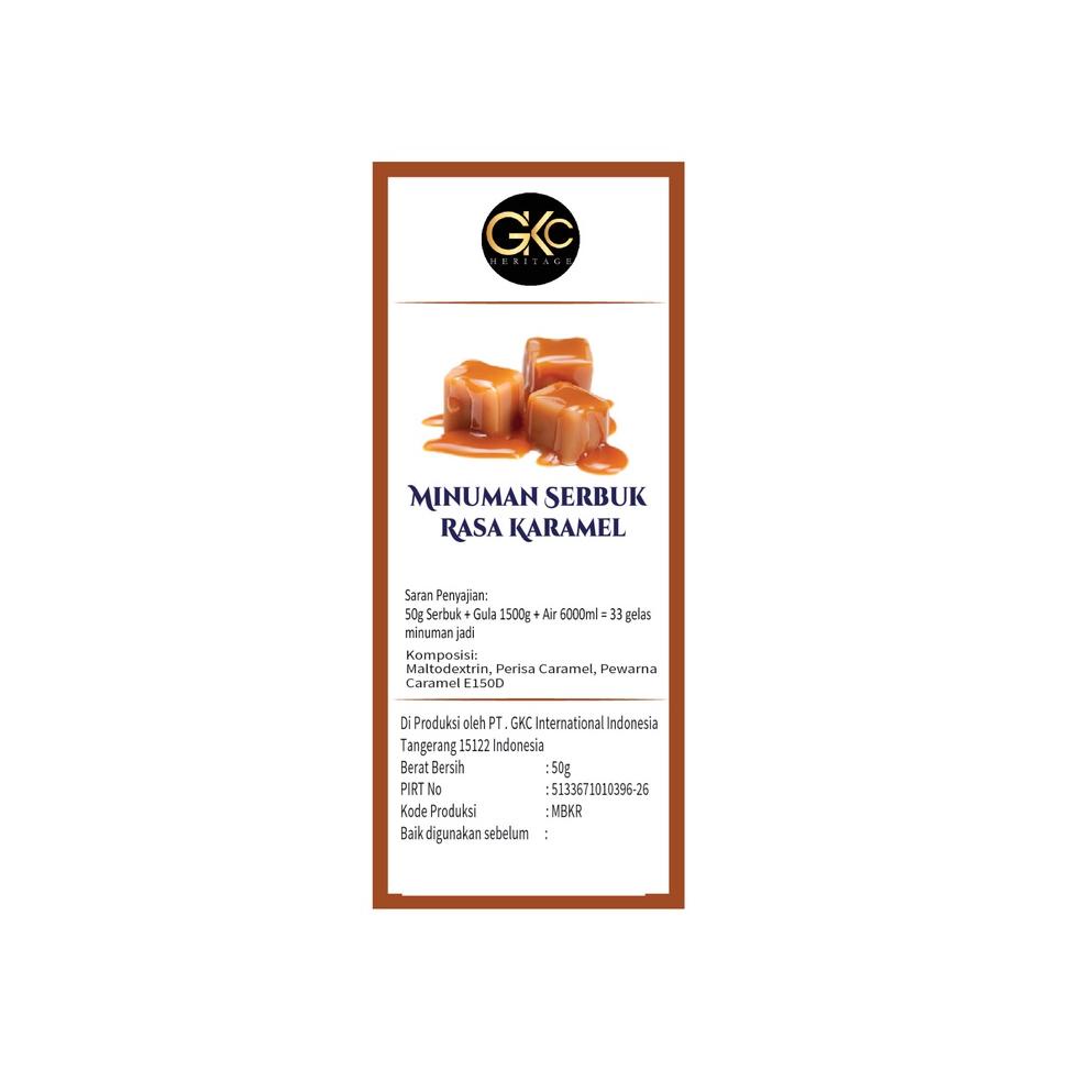 

foh24 Bubuk Sirup Karamel / Caramel Powder Syrup Serbuk Minuman Powder Drink GKC Heritage 50 gram ,.