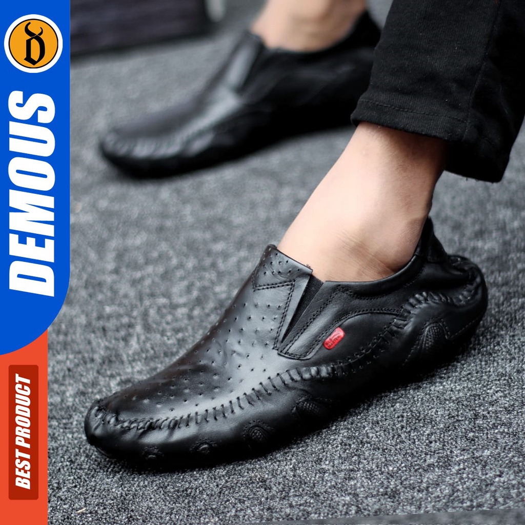 DEMOUS Mesi - Sepatu Pantofel Formal Kerja Slop Pria Kulit Asli