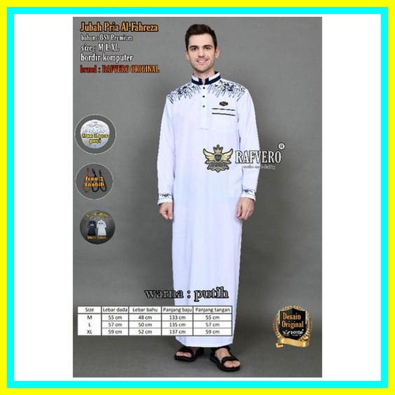 Gamis Pria Lengan Panjang Putih, Gamis Pria Lengan Panjang Premium, Baju Gamis Pria Dewasa Jubah Len