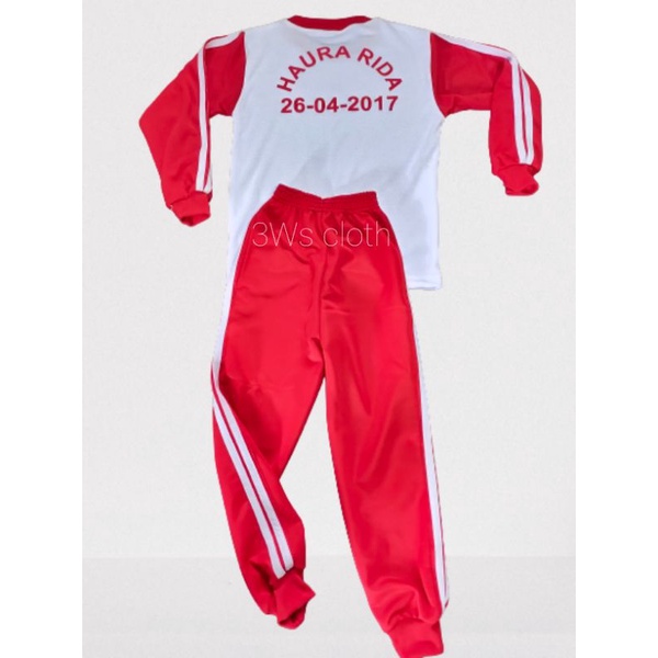 ( BISA SATUAN ) SETELAN KAOS OLAHRAGA SEKOLAH KB PAUD RA TK SD PUTIH MERAH