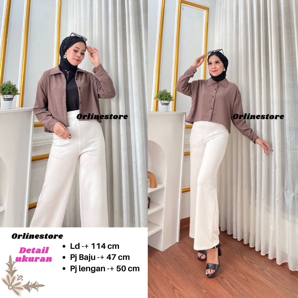 Kemeja Crop Crinkle Airflow / Hanin Crop / Premium Keisya Crop