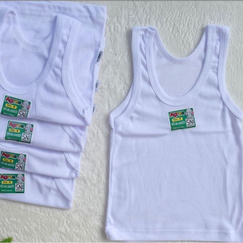 SINGLET AGREE ANAK & BABY || SINGLET AGREE KIDS ANAK ST02 PUTIH ORIGINAL