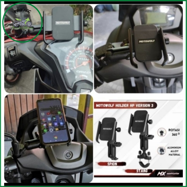 motowolf V3 holder HP GPS motor ADV 150 XMAX PCX AEROX NMAX LEXI NEW NMAX SCOOPY VIXION CB150 (COD)