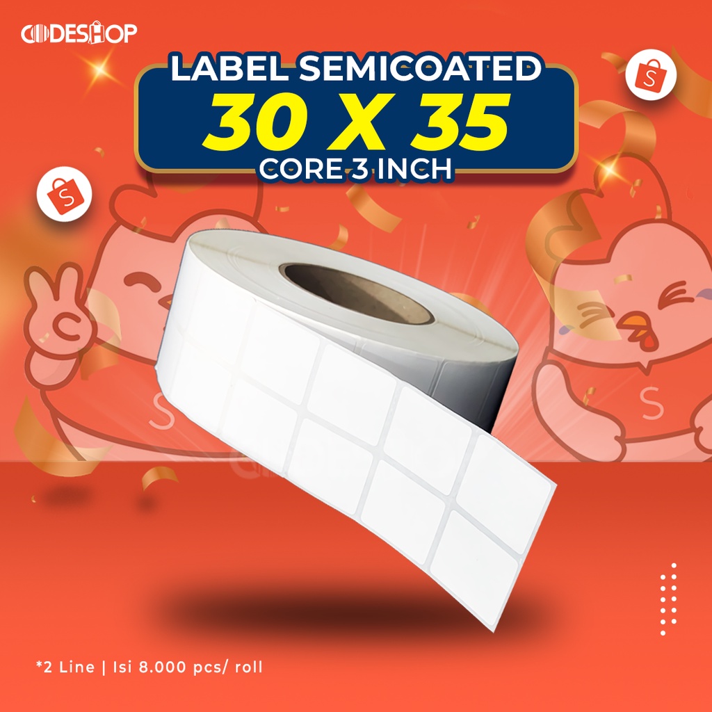 

Stiker Label Barcode Semicoated 30x35 mm 2 Line