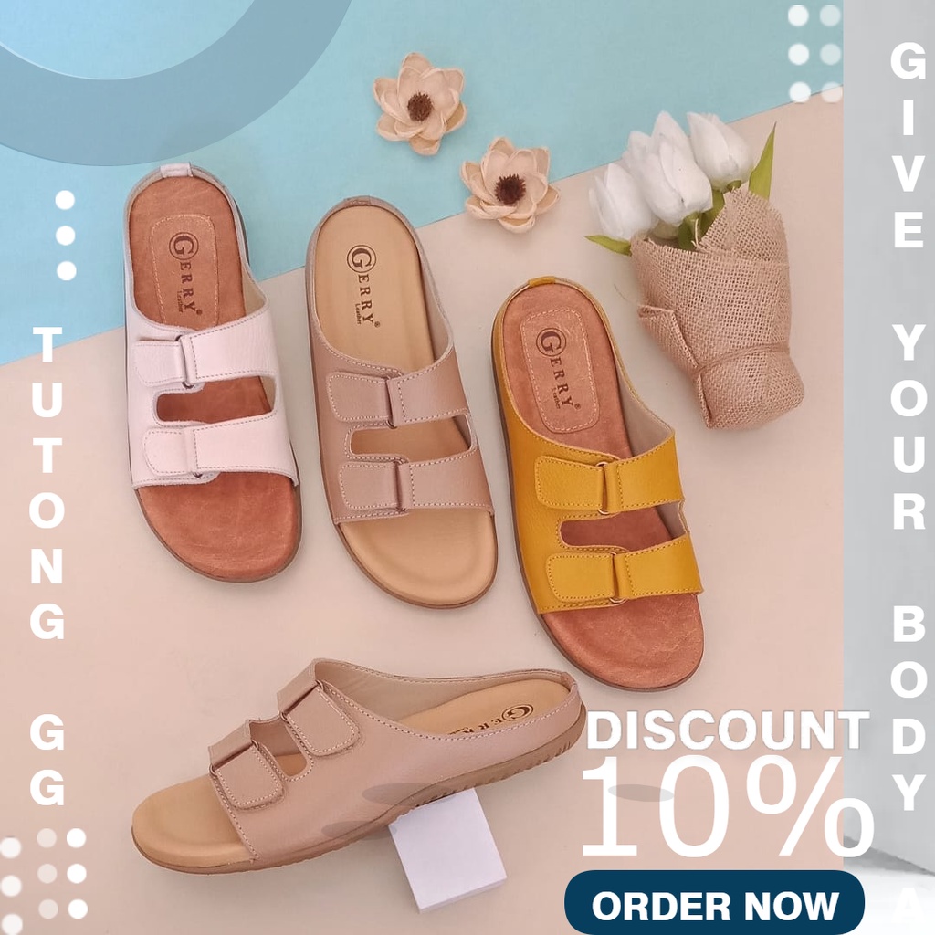 Sandal Kulit Wanita Model Tutong GG Premium - Gerry Leather