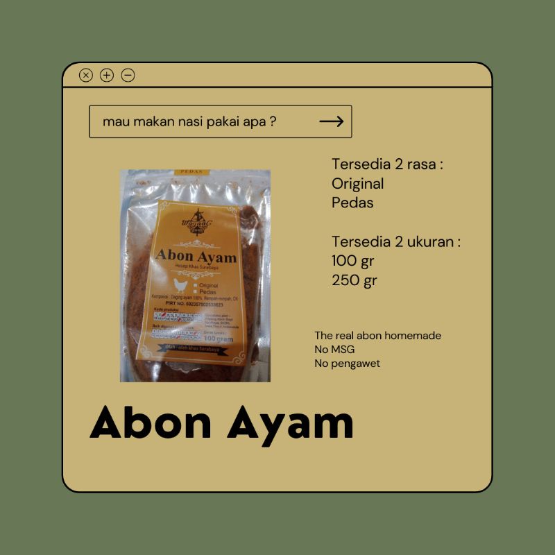 

Abon Ayam Chicken Floss Cap Wayang 100gr Surabaya MPASI anak No MSG