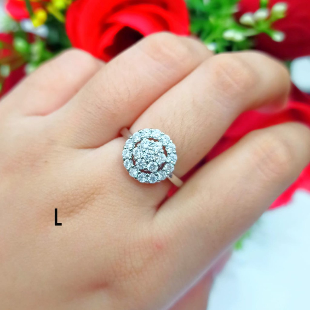 Cincin Dewasa Pertama Full Motif Bulat perhiasan wanita Gold dan Silver