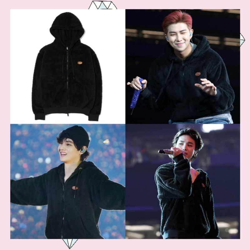 [READY STOK] JAKET BULU BTS HOODIE PTD PERMISSION TO DANCE FLEECE ZIP UP