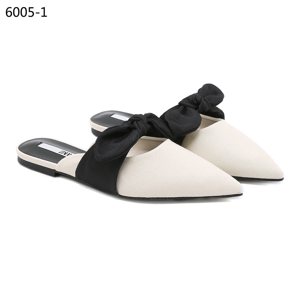 ZR Flat Mules With Bow Detail on the Front #6005-1