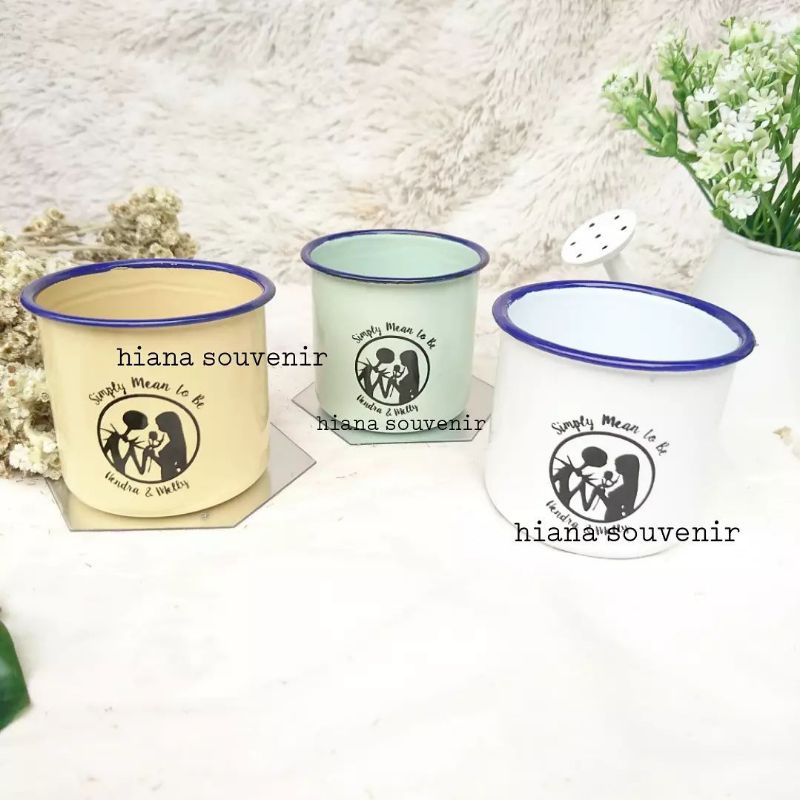 CANGKIR GELAS JADUL KALENG ENAMEL KEMAS BESEK