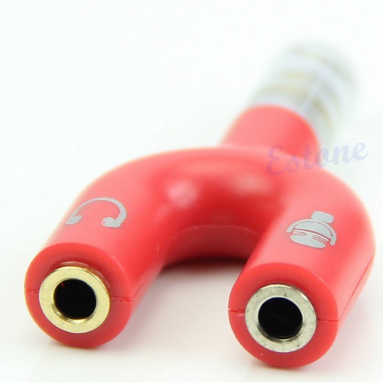 Audio Splitter U Shape Male to Dual Female Headphone &amp; Mic Jack 3.5mm