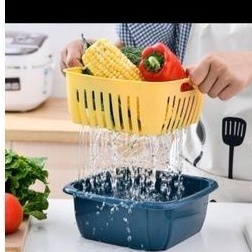 Baskom saringan serbaguna ada tutup