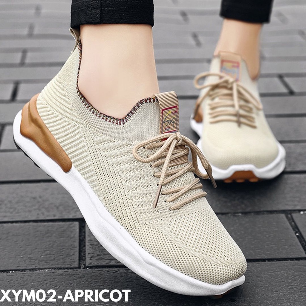 SEPATU SNEAKERS WANITA DESIGN CANTIK BERTALI SOLE WARNA BAHAN FLYKNIT BERKUALITAS IMPORT YM02