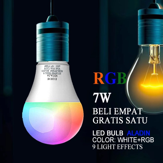 MEREK HORICI ASLI LAMPU BOLA RGB E27 7W / LAMPU KENDALI JARAK JAUH RGB / RGB WARNA WARNI