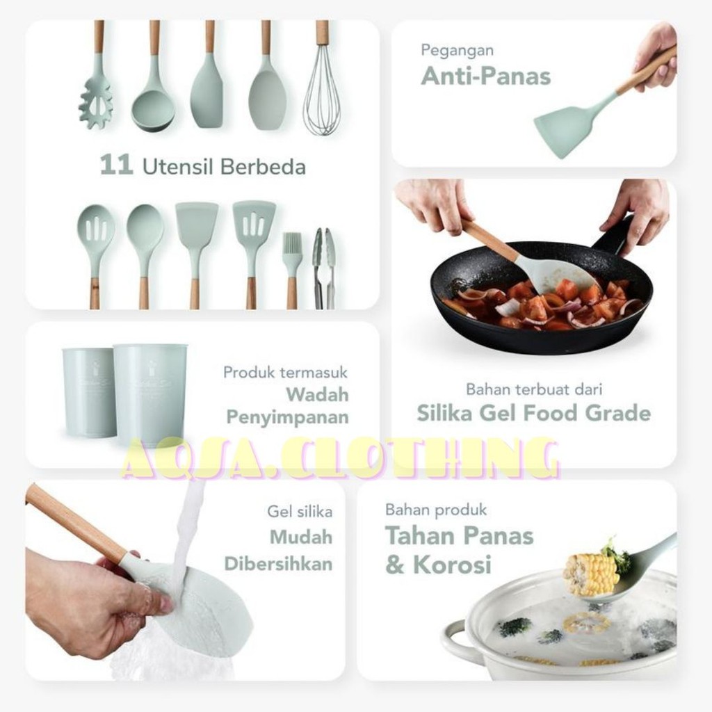 SILICONE KITCHEN SET - UTENSIL SET/ANTI PANAS/ANTI LENGKET/GRADE A